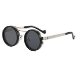 KLASSNUM Handmade ND Adjustable Dimming Sunglasses UV Resistant Fishing Filter Glasses Round Metal Frame HD Polarized Eyewear