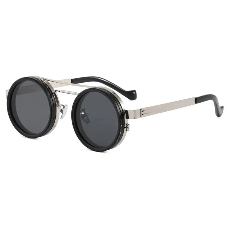 KLASSNUM Handmade ND Adjustable Dimming Sunglasses UV Resistant Fishing Filter Glasses Round Metal Frame HD Polarized Eyewear