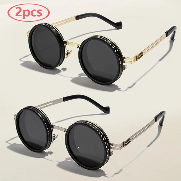 Punk Polarized Round Sunglasses ND9 Adjustable Dimming Sun Glasses Men Women Men's Fishing Eyeglasses Outdoor Shades UV400