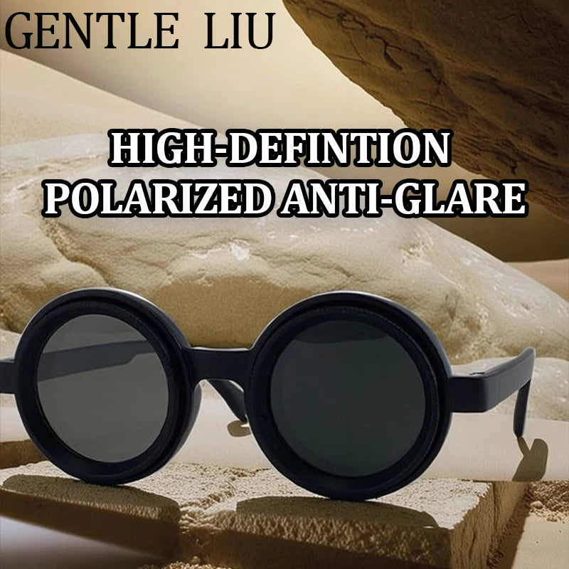 Steampunk Polarized Small Frame Round Adjustable Light Sunglasses ND9 Dimming Sun Glasses Outdoor Shades Fishing Driving Eyewear