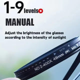 New ND2-400 Adjustable Dimming Glasses ND Filter UV400 Polarized Sunglasses 9 Level With Glasse Case Eyewear Driving