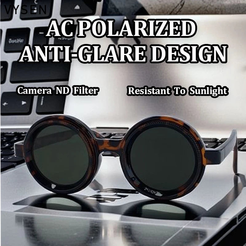 Steampunk Polarized Small Frame Round Adjustable Light Sunglasses ND9 Dimming Sun Glasses Outdoor Shades Fishing Driving Eyewear