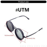 E7CA Retro Steampunk Round Polarized Sunglasses with UV400 Adjustable Dimming Glasses for Men & Women Unisex