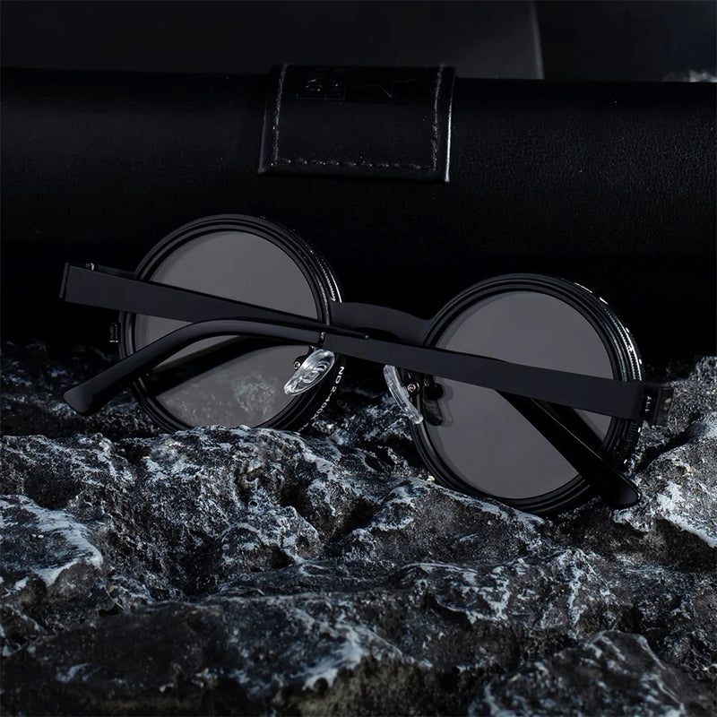New ND Sunglasses 9-speed Adjustable Polarized Dimming Sun Glasses Vintage Round Frame Glasses Men Outdoor Fishing UV Protection