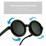 Polarized Small Frame Round Steampunk ND9 Adjustable Dimming Sunglasses Men Light-Reducing Sun Glasses For Fishing Driving UV400