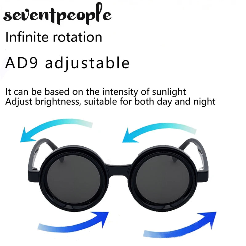 Polarized Small Frame Round Sunglasses Men New ND9 Adjustable Dimming Glasses Driving Fishing UV400 ND Filter Lenses For Male