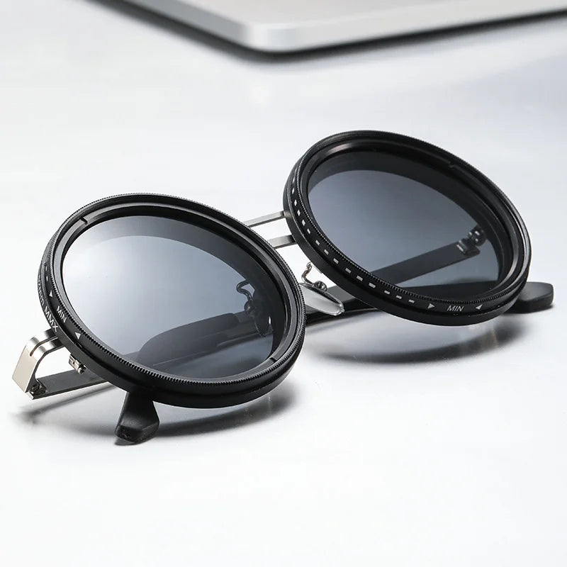 Adjustable Dimming Sunglasses Men Women Sun Glasses Fashion Round Polarized Glasses Travel Fishing Driving Cycling Eyewear